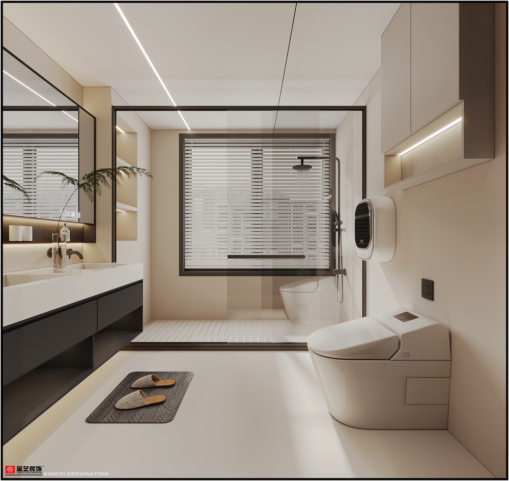 盛邦濱江府228平現(xiàn)代簡(jiǎn)約衛(wèi)生間裝修效果圖