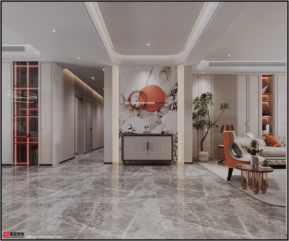 美泉1612現(xiàn)代輕奢230平玄關裝修效果圖