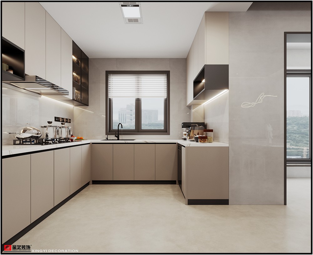 盛邦濱江府228平現(xiàn)代簡(jiǎn)約廚房裝修效果圖