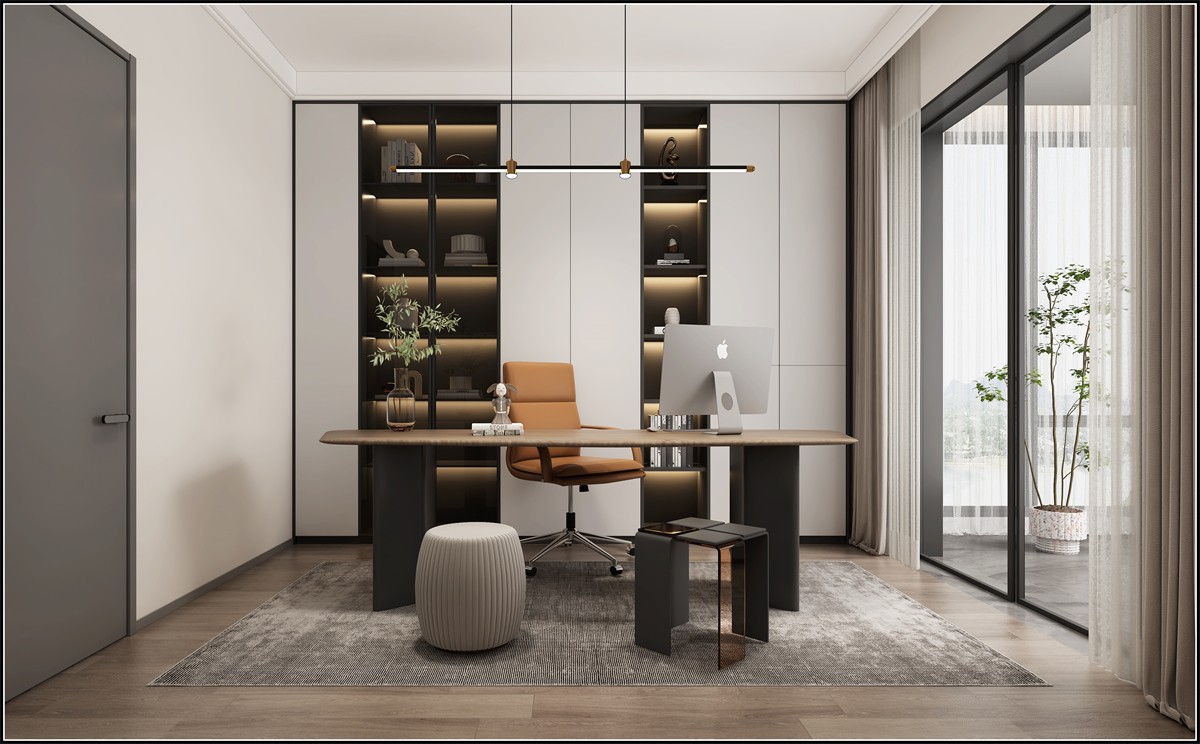 五象瀾庭府128平現(xiàn)代簡(jiǎn)約書房裝修效果圖