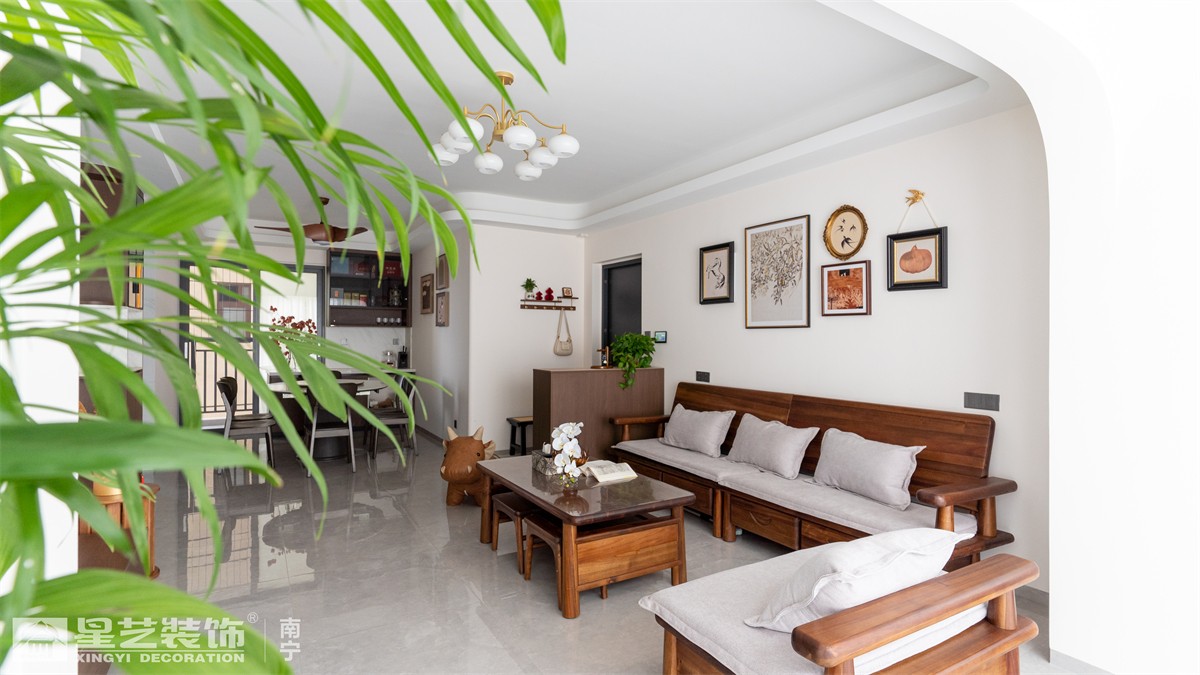 電力勘察院140平中古風客廳裝修完工實景