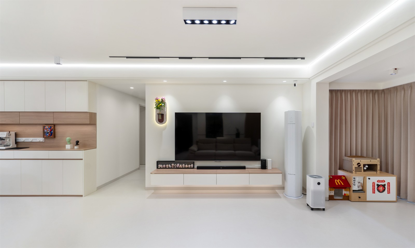 大唐新希望臻園116平奶油風(fēng)客廳裝修實景圖