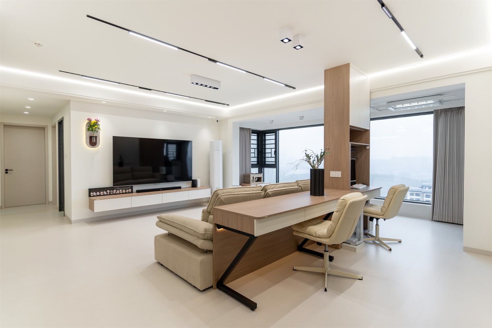 大唐新希望臻園116平奶油風(fēng)客廳裝修實景圖