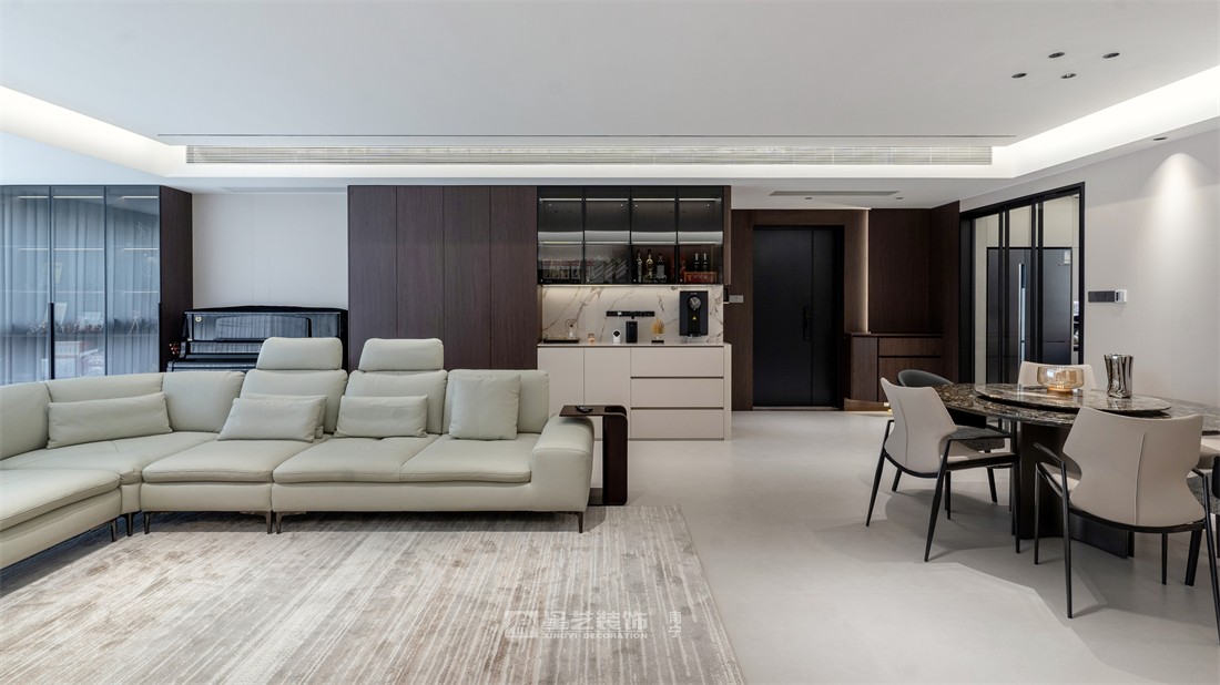 大唐臻觀196平現(xiàn)代簡約客餐廳裝修完工實(shí)景