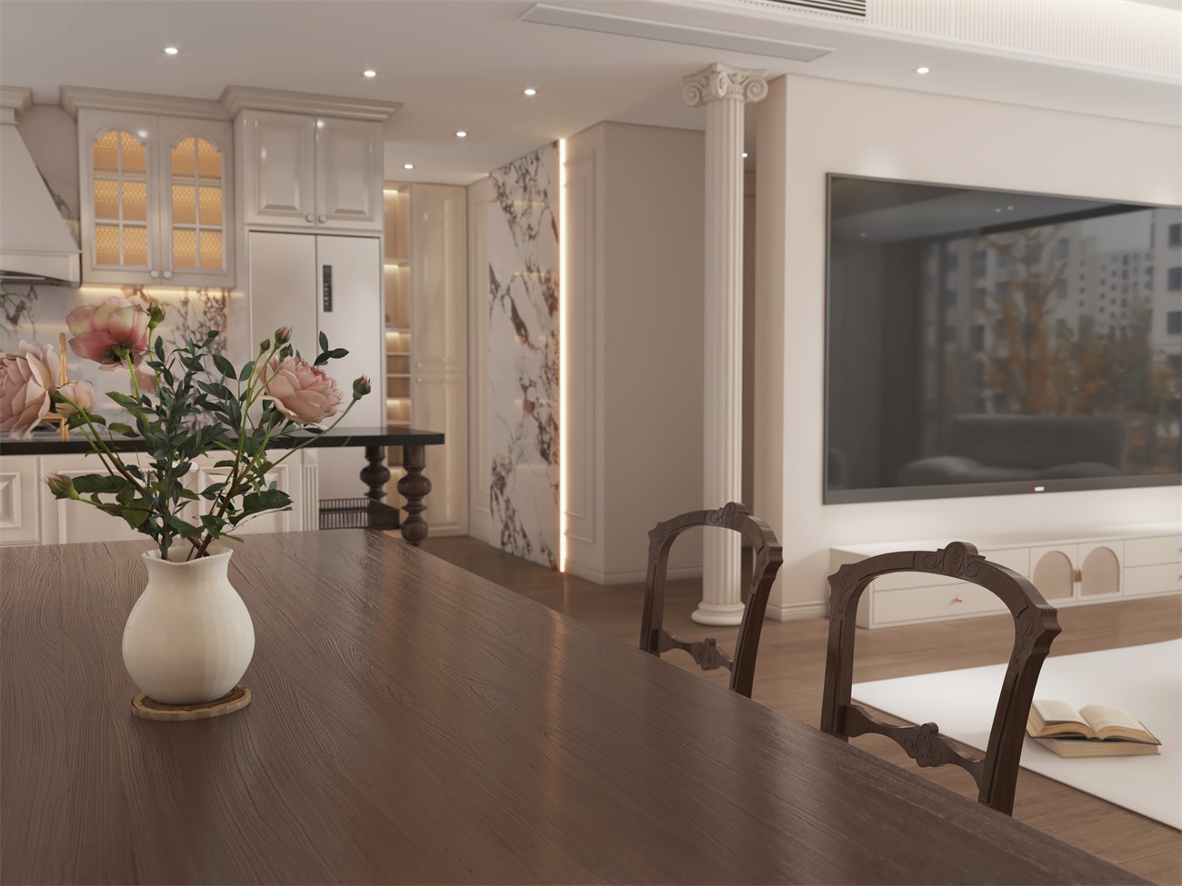 建發(fā)縵云147平法式風(fēng)格客餐廳裝修效果圖