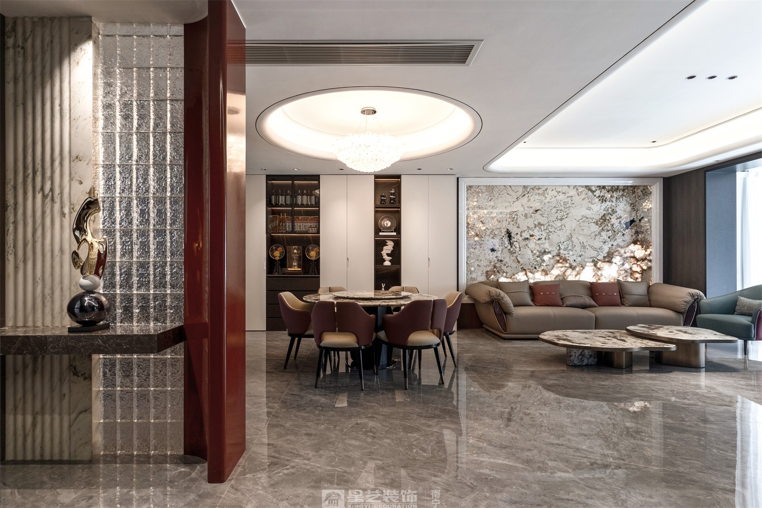 建發(fā)五象印月300平現(xiàn)代輕奢餐廳裝修效果圖